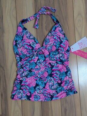 NWT! Lilly Pulitzer Amren Tankini Oyster Bay Navy Shroom With A View Size 6